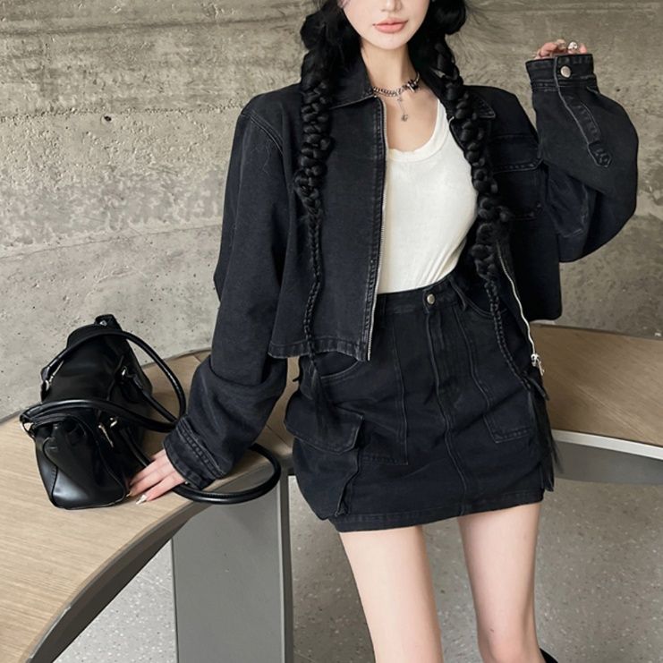 デニムセットアップ クラシカルポケットミニスカート上下