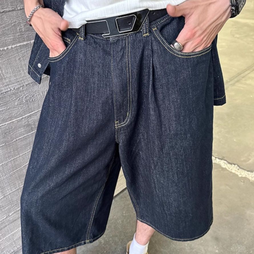 デニムセットアップ 半袖ゆったりデニムセットアップ