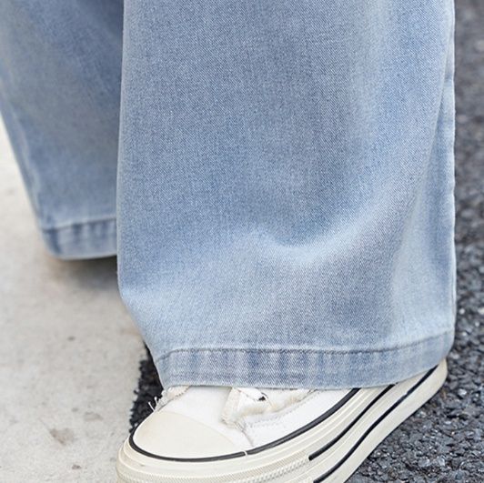 デニムセットアップ レース付きカジュアル上下セット