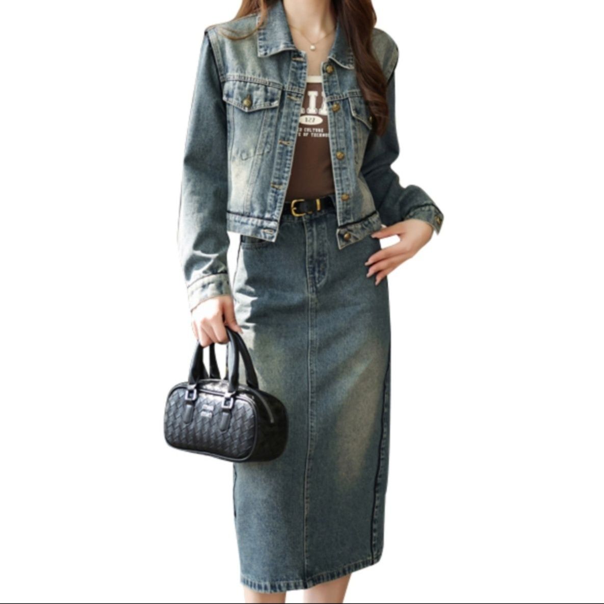 デニムセットアップ 上品クラシック デニムセットアップ