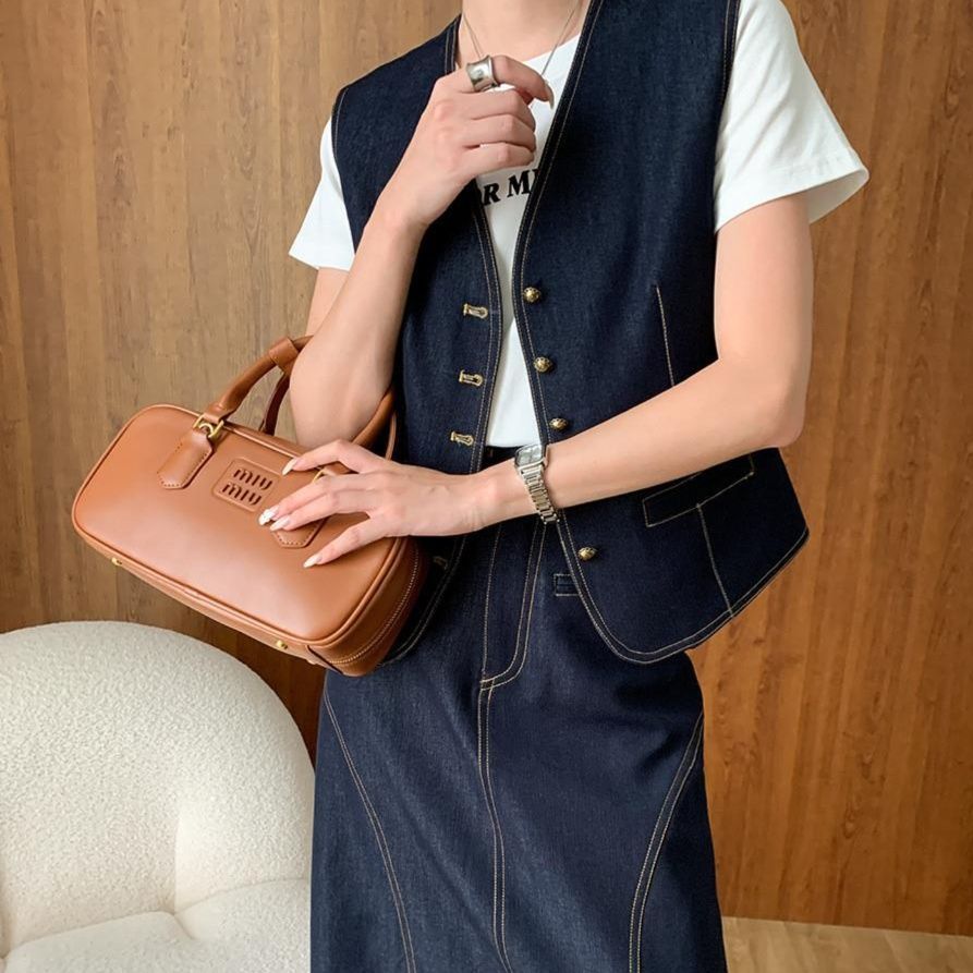 デニムセットアップ ベスト付きロングスカートセット