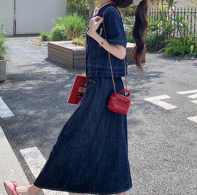 デニムセットアップ レースデザイン デニムセットアップ