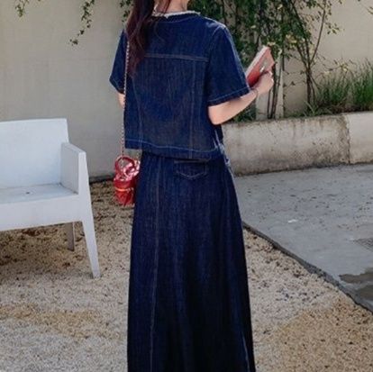 デニムセットアップ レースデザイン デニムセットアップ