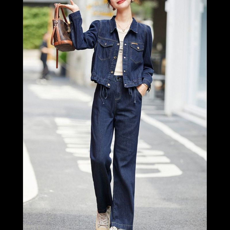 デニムセットアップ 大人カジュアル ジージャンとワイドパンツの二点セット