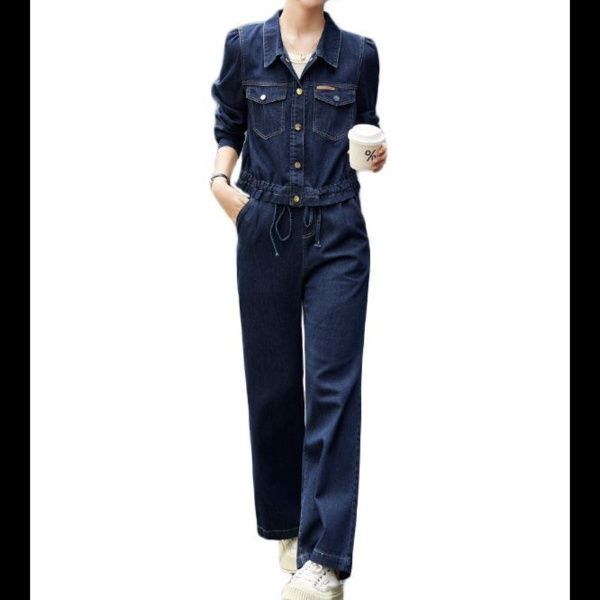 デニムセットアップ 大人カジュアル ジージャンとワイドパンツの二点セット
