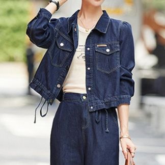 デニムセットアップ 大人カジュアル ジージャンとワイドパンツの二点セット