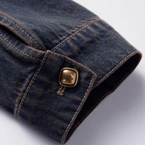 デニムセットアップ ノーカラー長袖ジャケットロングスカートセット