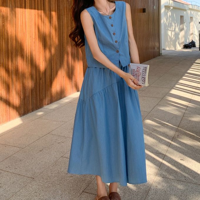 デニムセットアップ 涼やかノースリーブデニムセット