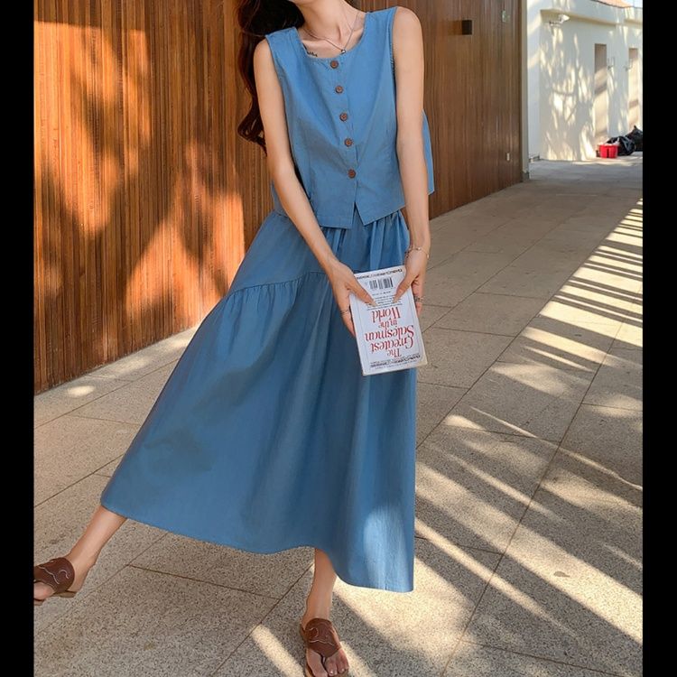 デニムセットアップ 涼やかノースリーブデニムセット