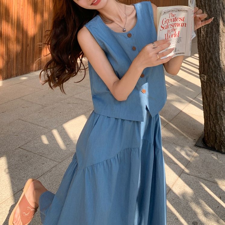 デニムセットアップ 涼やかノースリーブデニムセット