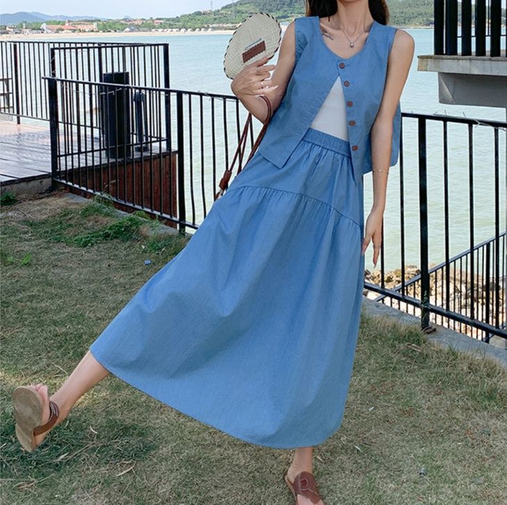 デニムセットアップ 涼やかノースリーブデニムセット