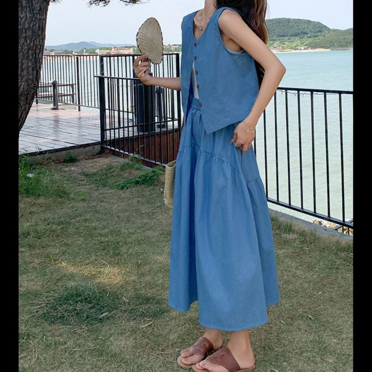 デニムセットアップ 涼やかノースリーブデニムセット