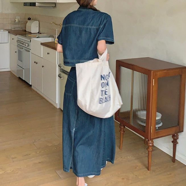 デニムセットアップ 半袖ゆったりデニムセットアップ