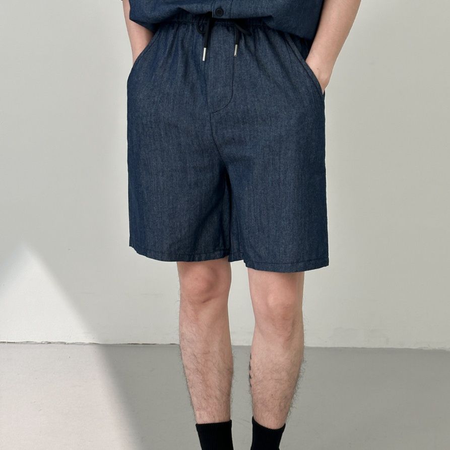 デニムセットアップ ゆったり半袖デニムセットアップ