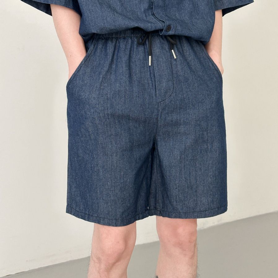 デニムセットアップ ゆったり半袖デニムセットアップ