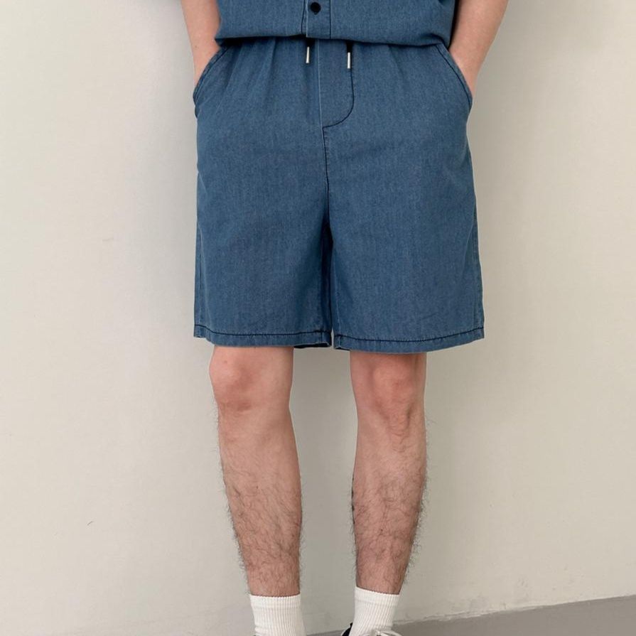 デニムセットアップ ゆったり半袖デニムセットアップ