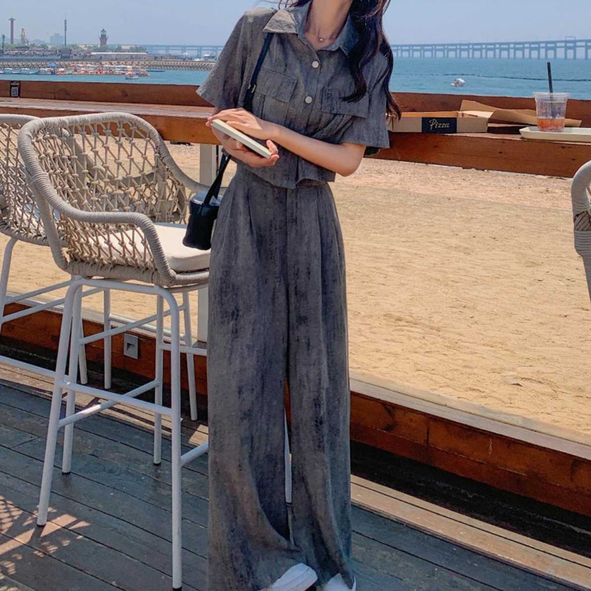 デニムセットアップ リゾート風デニム上下セット