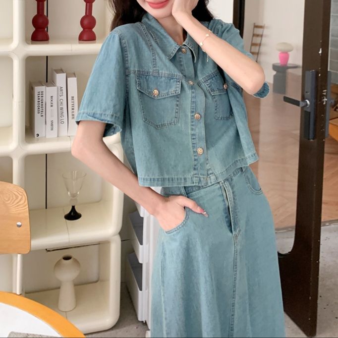 デニムセットアップ さわやか春夏セパレートスカート