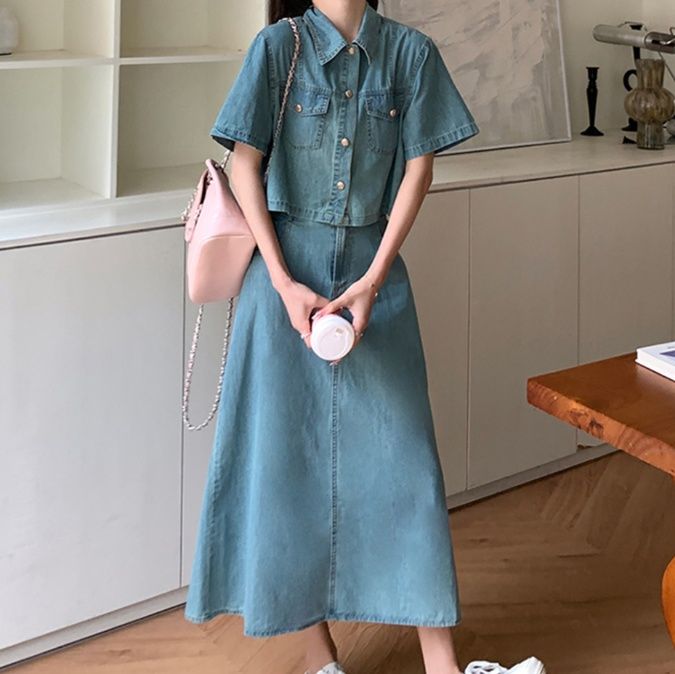 デニムセットアップ さわやか春夏セパレートスカート