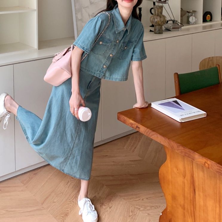 デニムセットアップ さわやか春夏セパレートスカート