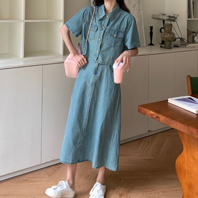 デニムセットアップ さわやか春夏セパレートスカート