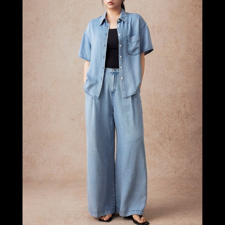 デニムセットアップ ゆったりリラックスデニムセット