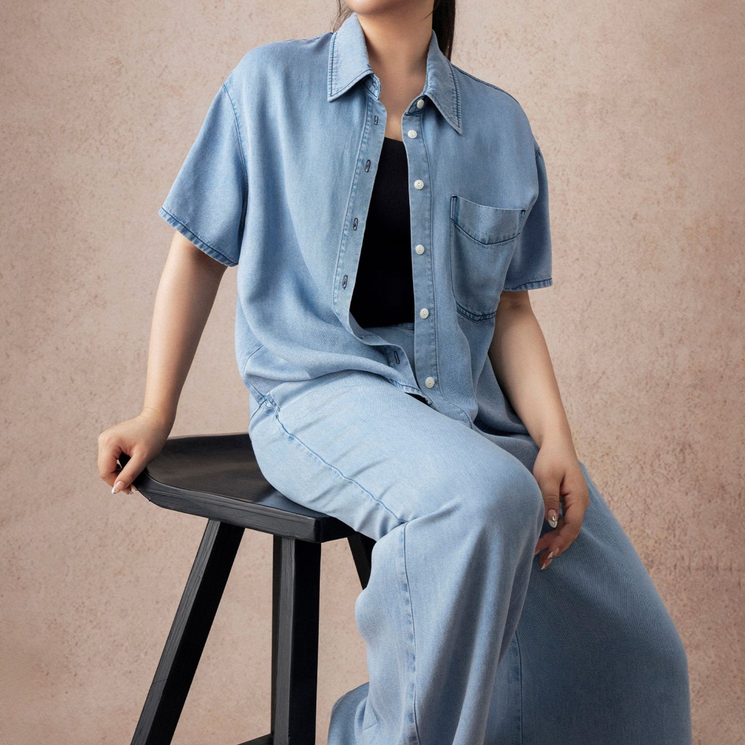 デニムセットアップ ゆったりリラックスデニムセット