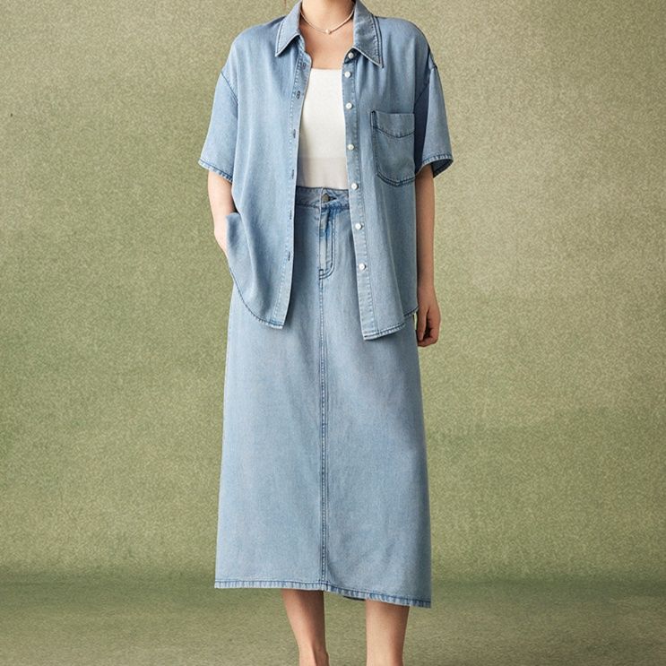 デニムセットアップ ゆったりリラックスデニムセット