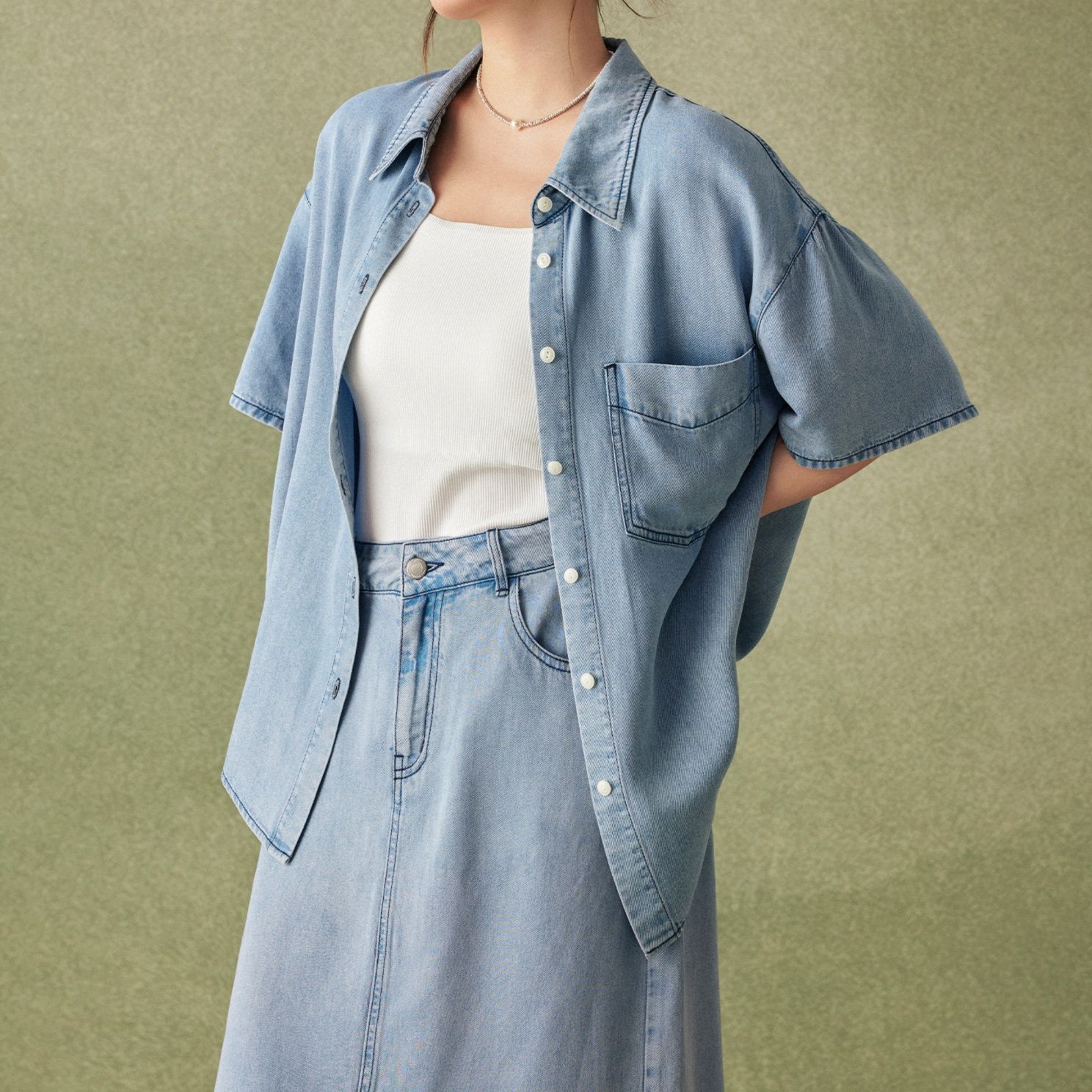 デニムセットアップ ゆったりリラックスデニムセット