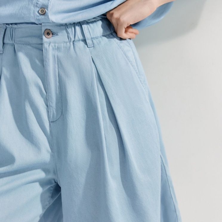 デニムセットアップ 涼やか五分袖デニムセットアップ