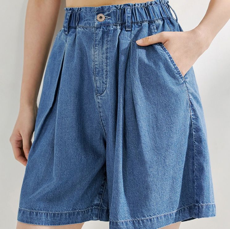 デニムセットアップ 涼やか五分袖デニムセットアップ