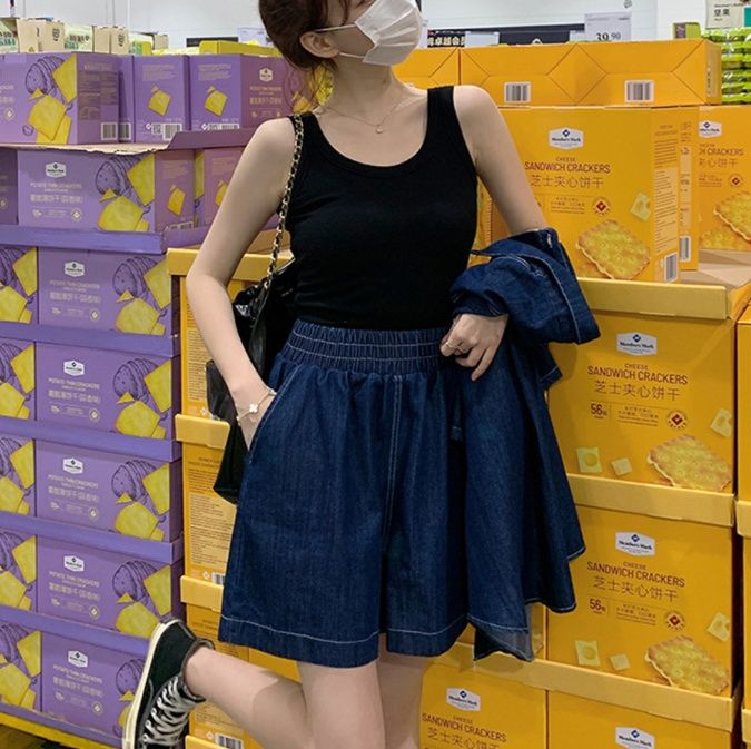 デニムセットアップ ゆったり半袖デニムセットアップ