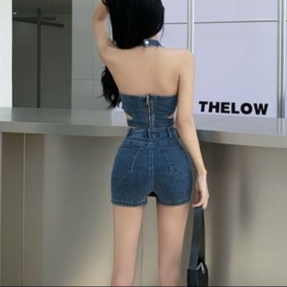 デニムセットアップ サイドカットビスチェミニセット