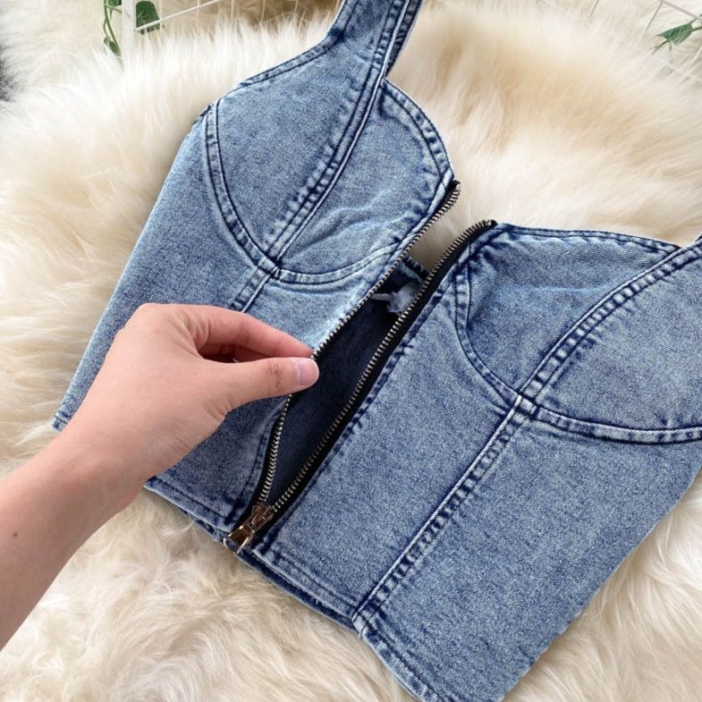 デニムセットアップ スリット入りタイトツーピース