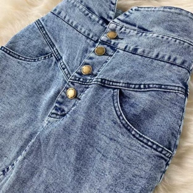 デニムセットアップ スリット入りタイトツーピース