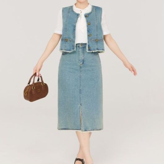 デニムセットアップ クラシカルベスト＆タイトスカート