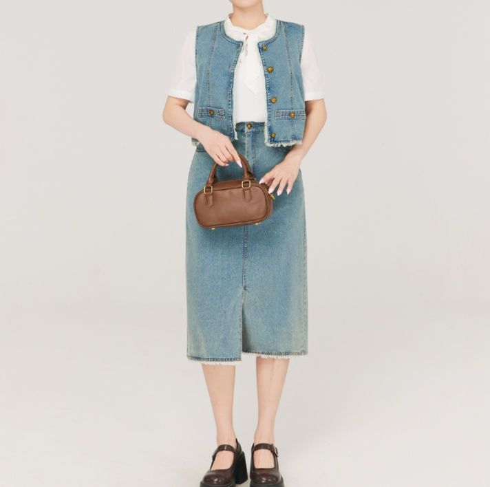 デニムセットアップ クラシカルベスト＆タイトスカート