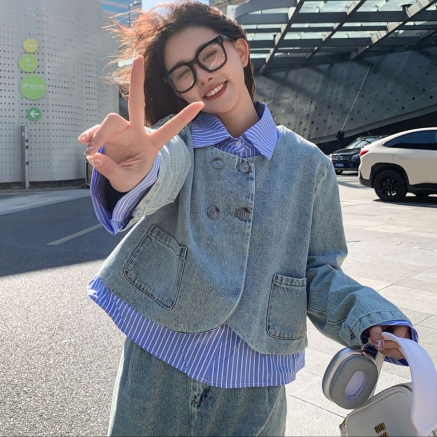 デニムセットアップ ゆったりシルエット上下セット