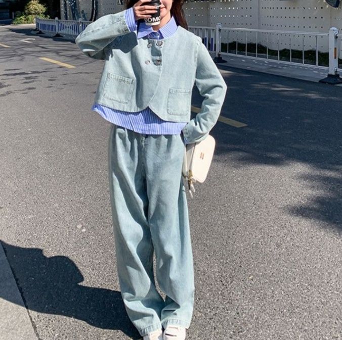 デニムセットアップ ゆったりシルエット上下セット