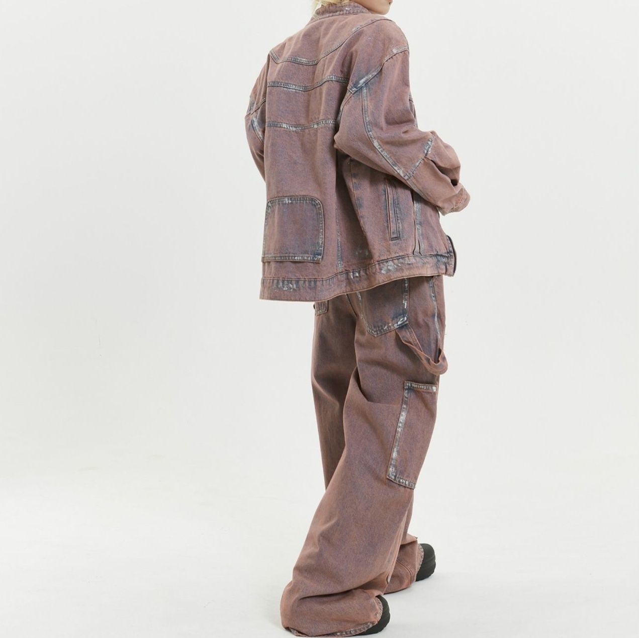 デニムセットアップ ゆったりシルエット デニムジャケット パンツ セットアップ