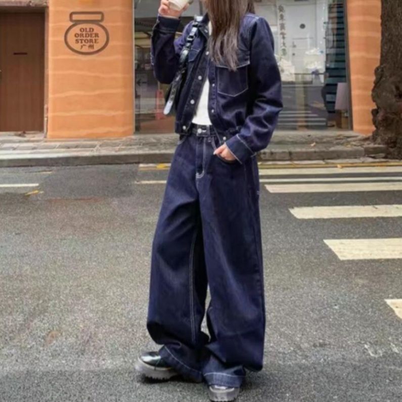 デニムセットアップ ワイドシルエット ジージャン セットアップ