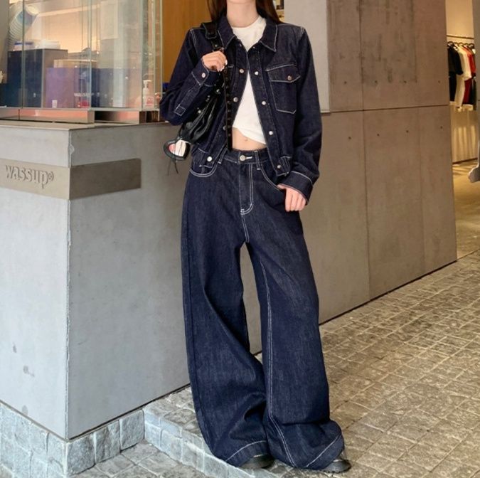 デニムセットアップ ワイドシルエット ジージャン セットアップ