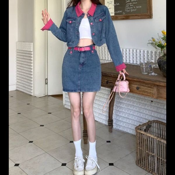 デニムセットアップ 彩襟デニムミニセットアップ