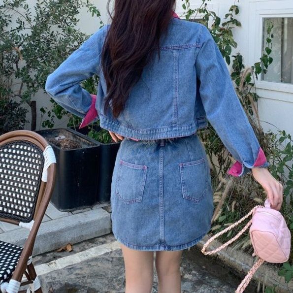 デニムセットアップ 彩襟デニムミニセットアップ