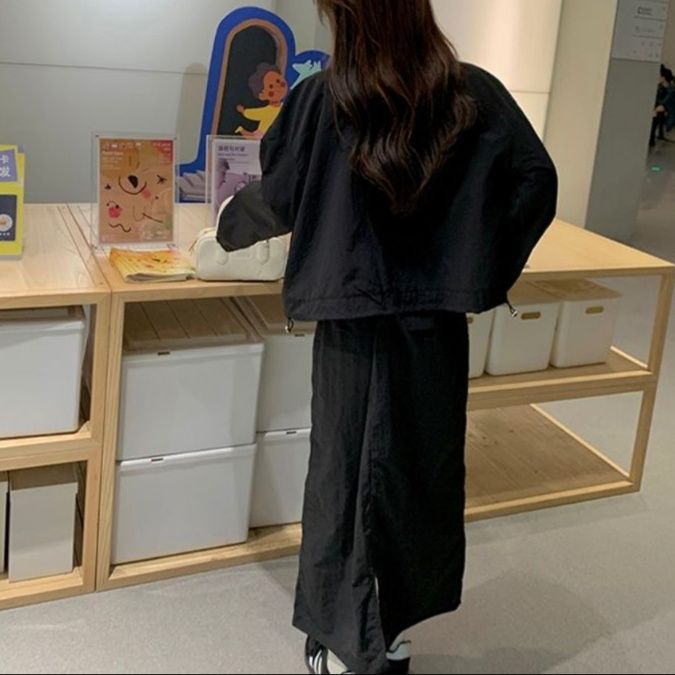 デニムセットアップ ゆったりロングスカートセットアップ