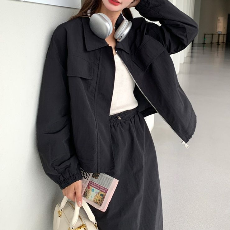 デニムセットアップ ゆったりロングスカートセットアップ