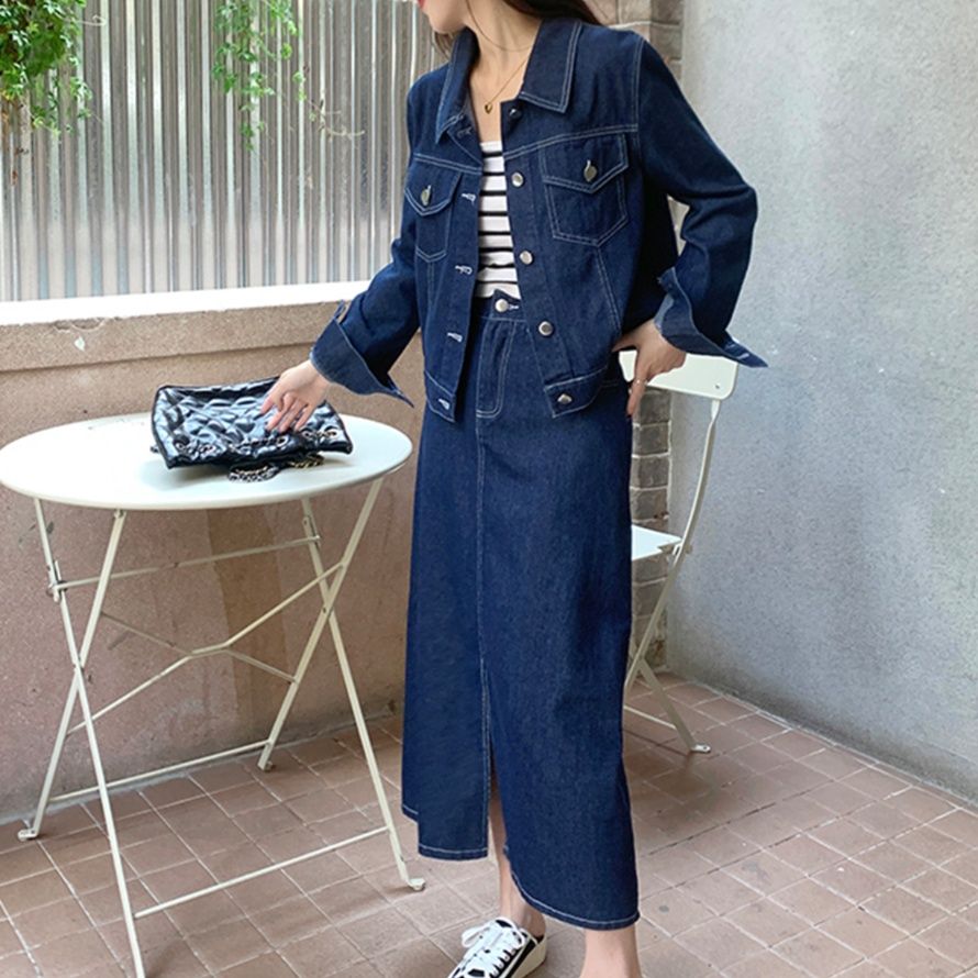 デニムセットアップ クラシカルジャケットロングスカート