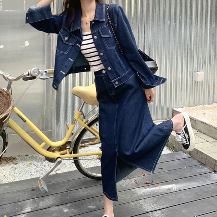 デニムセットアップ クラシカルジャケットロングスカート