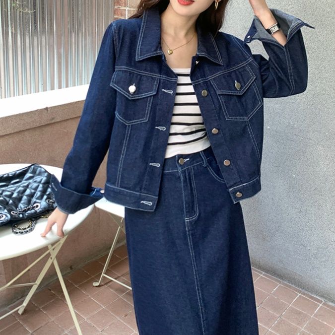 デニムセットアップ クラシカルジャケットロングスカート