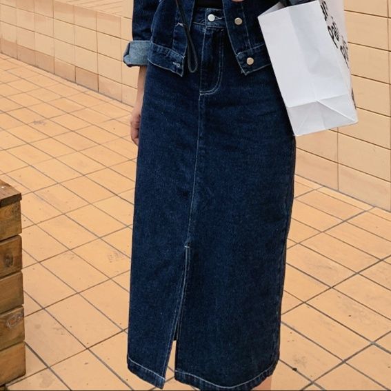 デニムセットアップ こなれ感ジャケット×ロングスカート